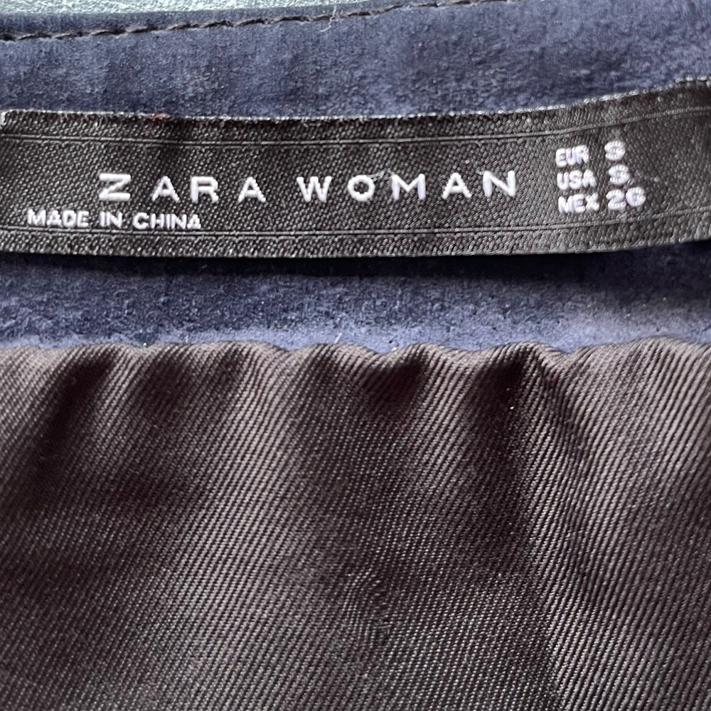 Zara Size Small Patchwork Suede Leather Mini Skir… - image 4